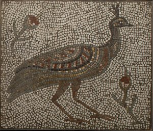 Mosaik med påfugl og blomster, 3.-4. århundrede (mosaik) af Roman Roman