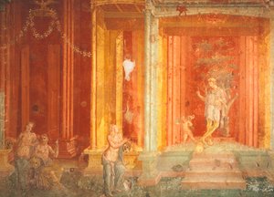 Vægmaleri, der afbilder Iphigenia i Tyren, Pinarius Cerialis hus, Pompeji, Campania, Italien af Roman Roman