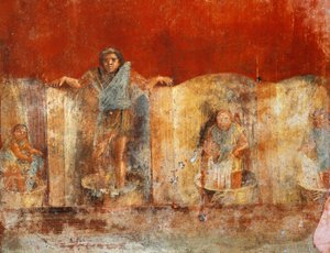 Søjlefresko af uldfremstilling, fra Pompei, Fullonica af Veranio Ipseo af Roman Roman