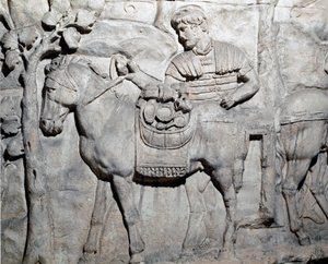 Romersk kunst: "" En mullet load af tyvegods"" Form fra 1862, der gengiver basreliefferne af søjlen af Trajan (søjle Trajane) (Colonna Traiana) i Rom bygget under kejser Trajans regeringstid (53-117). Trajanesøjlen mindes de sejrrige felttog o af Roman Roman