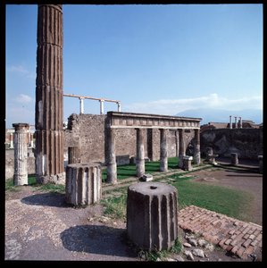 Romersk kunst: Udsigt over Apollontemplet ved det arkæologiske område i Pompeji (4. århundrede f.Kr.-2. århundrede f.Kr.) Italien af Roman Roman