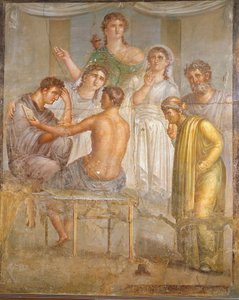 romersk civilisation. Admetus og Alcestis, fresko fra Ercolano-basilikaen af Roman Roman