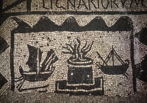 Romersk handelsflåde og fyrtårn, det gamle Ostia (Ostia), Piazza delle Corporazioni. af Roman Roman