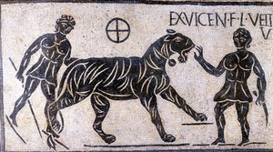 Tigertæmmere i Colosseums vægge - romersk mosaik af Roman Roman