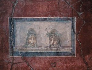 To teatralske masker, 1. århundrede f.Kr.-79 e.Kr af Roman Roman