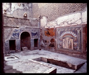 Udsigt over Triclinium af Casa di Nettuno e Amphitrite, 5. århundrede f.Kr.-1. århundrede e.Kr. af Roman Roman