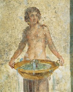 Kvinde bærer en spand vand, detaljer, fra Pompeji, Fresco af Roman Roman