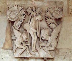 Hængning af Judas (udskåret hovedstad) af Romanesque