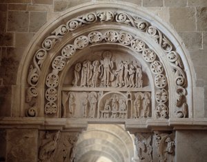Nordportalen: Jesu åbenbaring efter hans død og himmelfarten (skulptur) af Romanesque