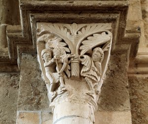 Kains død (udskåret hovedstad) af Romanesque