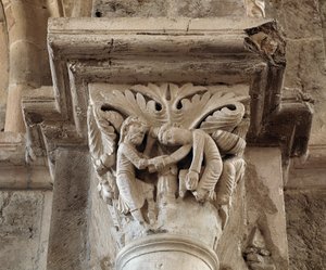 Kains død (udskåret hovedstad) af Romanesque