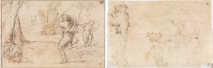 Romulus og Remus fundet af Faustulus (til højre) Koncentriske cirkler (verso) af Romanino