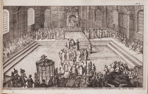 En scene ved zar Alexis Mikhailovichs kongelige hof, 1677 af Romeyn de Hooghe