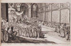 En scene ved zar Alexis Mikhailovichs kongelige hof, 1677 af Romeyn de Hooghe
