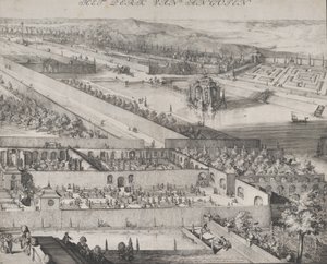 Detalje af parken ved Enghien højre halvdel, 1685. af Romeyn de Hooghe