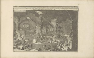 Grotten på Malta Onderaerse Gront op Malta / Underjordiske steder på Malta (titel på objekt) Øst- og Vestindien og andre steder (serietitel) af Romeyn de Hooghe