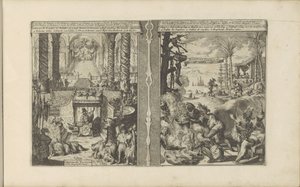 Tartarkejserens hof; Brasilianske Tapoeiers tilbereder deres mad Tartarische Keyzer / Empereur des Tartares et sa magnificence // Brasiliaensche Clothing / Brasiliens, Tapuyers, etc (titel på objektet) Les Indes Orientales et Occidentales et autre af Romeyn de Hooghe