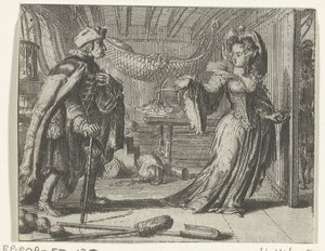 Illustration til Kalenderen for gamle mænd fra Fortællinger og noveller fra Fontaine af Romeyn de Hooghe