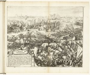 Slaget om Kauwenstein-diget, 1585 La digue de Covestein (titel på objekt) Guerres de Flandres (serietitel) af Romeyn de Hooghe