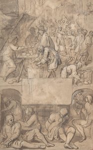Studie til en titelside: Allegory of Commerce and a Debtor