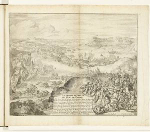 Tilbagetrækning af hertugen af ​​Parmas hær, 1592 La grande retreat du duc de Parme (titel på objektet) Guerres de Flandres (serietitel) af Romeyn de Hooghe