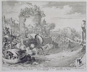 Vienna Print Cycle, Erobre Tabor Island i udkanten af Leopoldstadt, 1683 af Romeyn de Hooghe