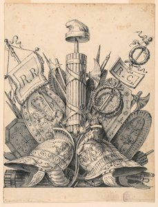 Tegning, Våbentrofæ, 1830-1850 af Romolo Achille Liverani