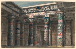 Scenedesign, egyptisk gårdhave af Romolo Achille Liverani