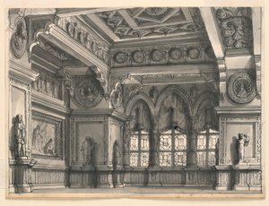 Scenedesign, gotisk rum af Romolo Achille Liverani