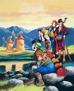 Blowing Windmill Sails, illustration fra 