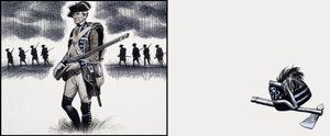 Britisk soldat på tidspunktet for den amerikanske uafhængighedskrig (gouache på papir) af Ron Embleton