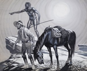 Edward Eyre (1815-1901) (gouache på papir) af Ron Embleton