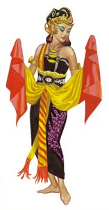 Mata Hari danser (gouache på papir)