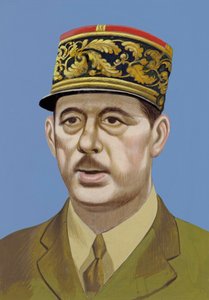 Portræt af Charles De Gaulle (gouache på papir) af Ron Embleton