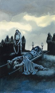 Tannhauser og Elizabeth (gouache på papir) af Ron Embleton