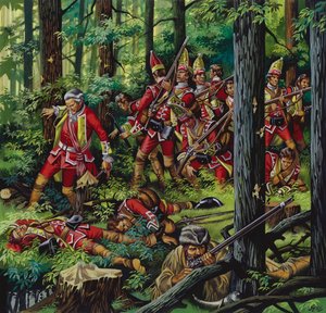 Braddock-massakren (gouache på papir) af Ron Embleton