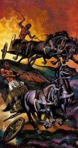 De olympiske leges magi: Gudernes krig (farvelitografi)