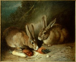Kaniner. Maleri af Rosa Bonheur (1822-1899)
