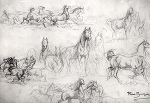 Studie af heste af Rosa Bonheur