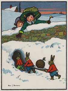 Kaninernes julemiddag (farve litho)