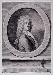Portræt af Antonio Maria Zanetti, italiensk tegneserieskaber (gravering af Rosalba Giovanna (after) Carriera