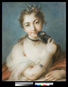 Portræt af en kvinde med maske, ca. 1720-30
