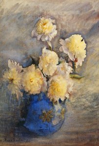 Pæoner i en blå vase, 1899 af Rose Maynard Barton