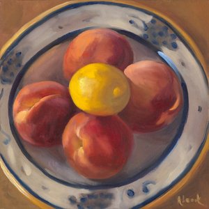 Fersken og citron, 2016 (olie på lærred)