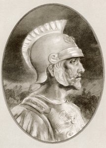Ashoka, død 232 f.Kr., alias Ashoka den Store. Indisk kejser af Maurya-dynastiet. Illustration af Gordon Ross, amerikansk kunstner og illustrator (1873-1946), fra Living Biographies of Famous Rulers.