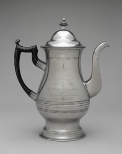 Kaffekande eller tekande, ca. 1830-1870 (tin, uidentificeret træ) af Roswell (attr.to) Gleason