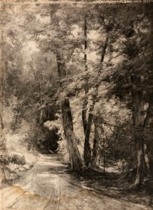 Fotogravure af maleri af en skovscene af Roswell Morse Shurtleff