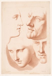 Hoveder af mand og kvinde Principper for at tegne fra naturen, del to (serietitel) IIe Cahier de Principes du Design d