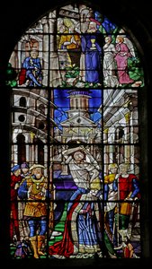 Vindue, der viser henrettelsen af St. Denis, 1530-40