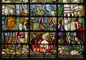 Vindue, der viser martyrdøden i St Denis, 1530-40